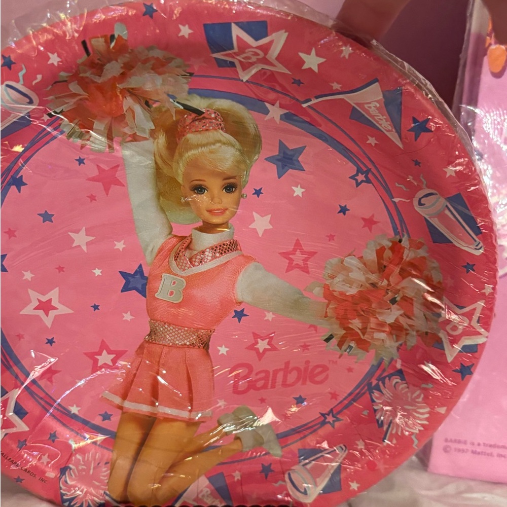 1997 Barbie party plates  napkins and tablecloth